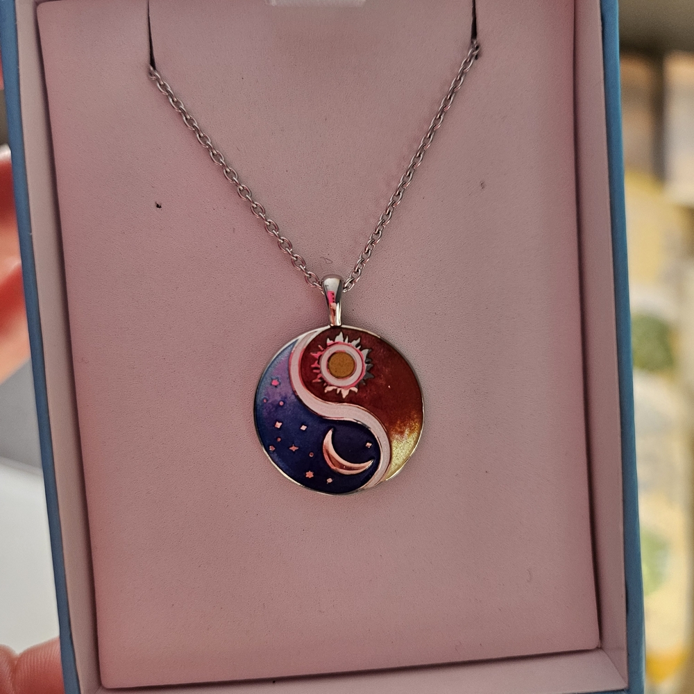Yin Yang Necklace - Blue and Brown - Picture 2 of 4